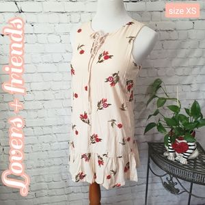Lovers + Friends Beige/Cream Short Dress Embroidered Details size x-small